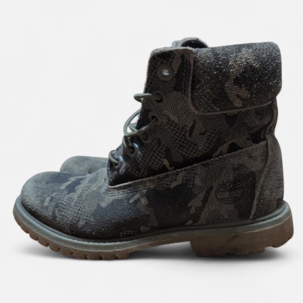 Timberland Men’s Size 6 Green Camo Ankle Boots – Lace-Up Outdoor Shoes